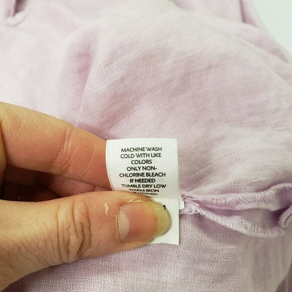 J Jill Oversized Linen Button Up Top Size M Shirt Purple Long Sleeve Pastel - Picture 5 of 9